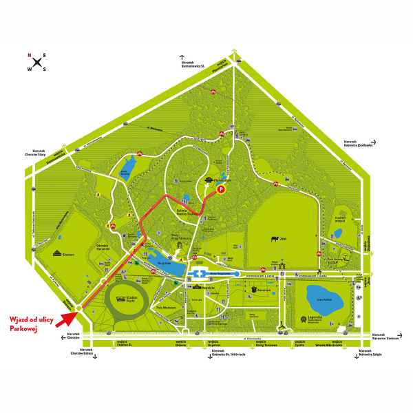 Mapa dojazdu autokarów do Planetarium Śląskiego